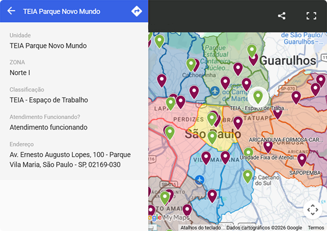 Mapa de localização TEIA São Paulo